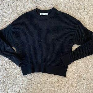Elodie Cropped Ribbed Sweater | Black | Size Small